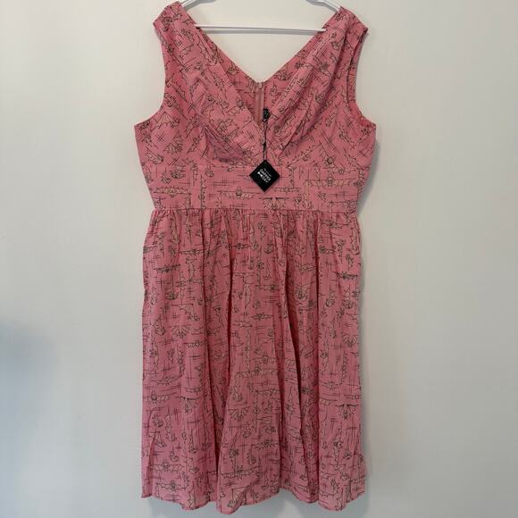 NWT Dapper Day Blushing Bats Pink Cotton Dolce Sleeveless A Line Dress Size XXL - Picture 14 of 14